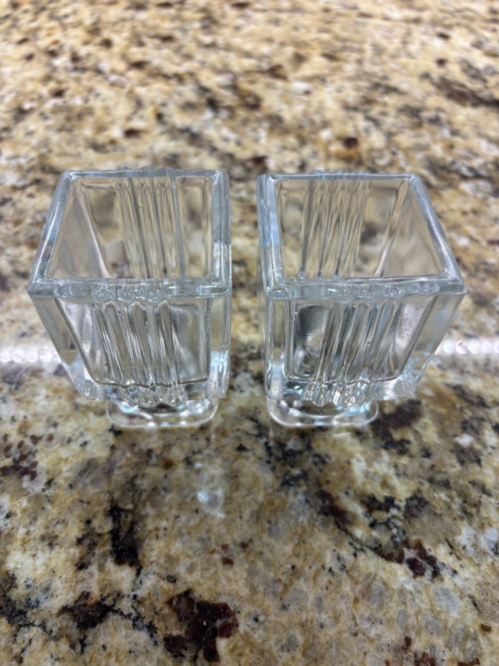 Fenton Clear Glass Square 1940’s Candle Holders